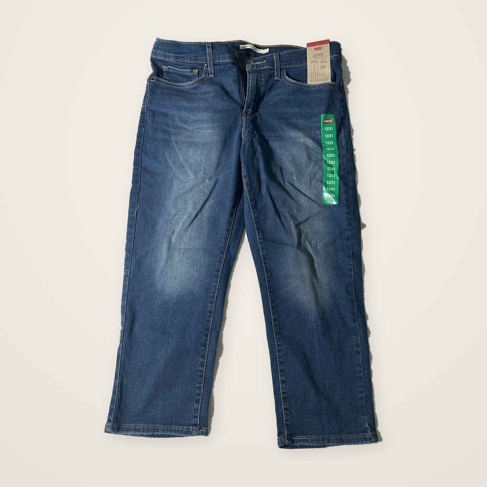 Levis 311 Shaping Skinny Capri Jeans Womens 31 Blue Mid Rise Stellar Stretch NEW